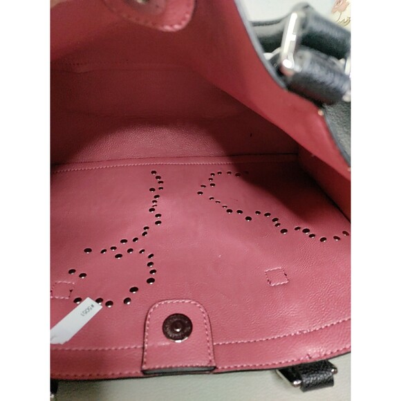 Calvin Klein Black Floral & Silver Stud Hand Bag 13"X9.5"X5.5" - Picture 6 of 6